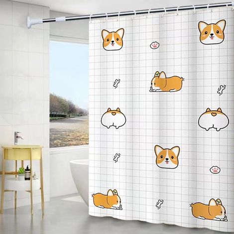 Rideau de douche imperméable en polyester pour salle de bain, 120x180 cm, modèle E---4348, tissu résistant à l'eau, finition élégante, facile à nettoyer.
