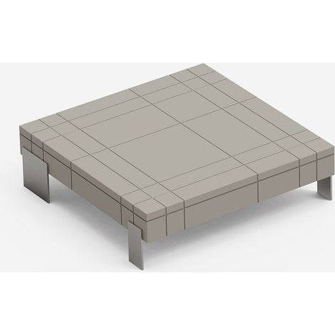 Tavolino basso da salotto indoor outdoor in polietilene e acciaio Rhor - Beige (1/3)