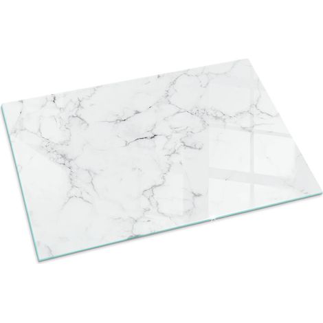 Plaque Rectangulaire de sol en verre trempé sous cheminée protection parquet et plancher Motif marbré avec veines 100x70 (1/5)