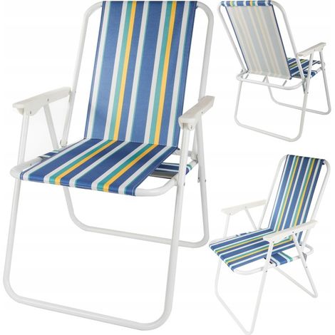 Silla de playa plegable con rayas verdes (6) (1/5)