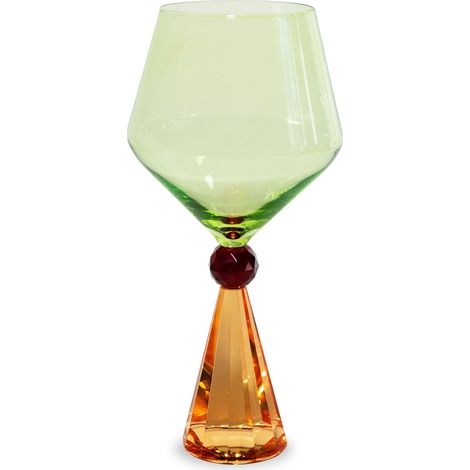 WD LifeStyle Calice per Gin Tonic in Verto Base Effetto Diamante Arancione Verde (1/3)