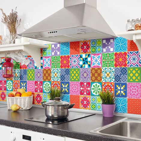 Sticker Mural Carrelage adhésif Cuisine Salle de Bain - 24 STICKERS CARRELAGES AZULEJOS SOLITINA - 24stickers10x10cm (1/5)