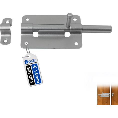 Lot de 2 Verrous de box 80 x 50 mm – galvanoplastie – Targettes de porte blindée avec pêne coulissant – Loquets robustes pour fermeture sécurisée – Verrou baionnette – GeZu Impex (1/5)