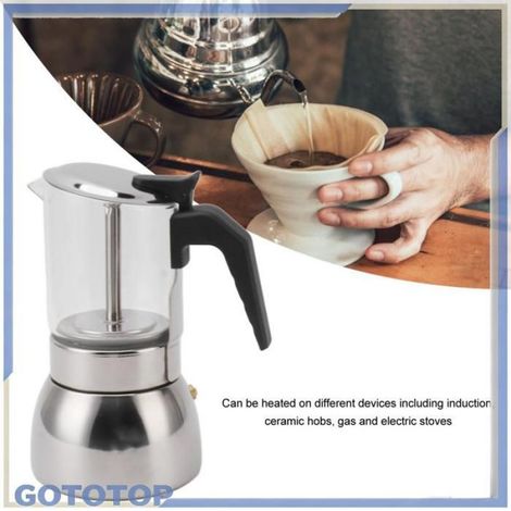 Cafetière Moka - Acier Inoxydable - Double Valve - Pour Cuisinière Gaz Électrique Céramique Induction - 300 ml (1/5)