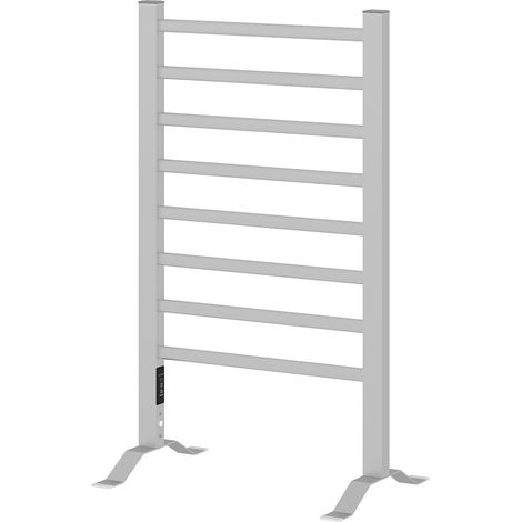 Porte-serviettes électrique mural ou au sol avec fonction minuterie et 8 barres 53 x 35 x 90 cm noir