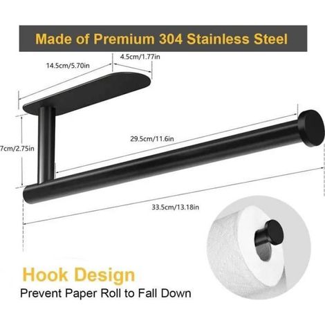 Porte-Essuie-Tout - Support Rouleau Cuisine Sous Meuble - Acier Inoxydable Brossé - 30 Cm - Sans Perçage (1/5)