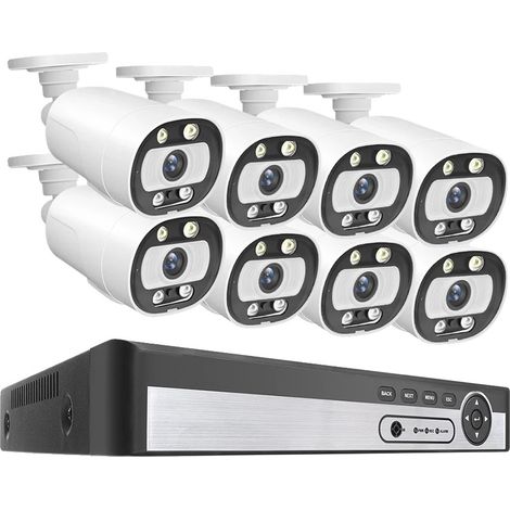 Sicherheitskamerasystem, 8 Kanäle, KI-Menschenerkennung, 8CH NVR 8PCS CAM 5MP, Keine eingebaute HDD (1/2)