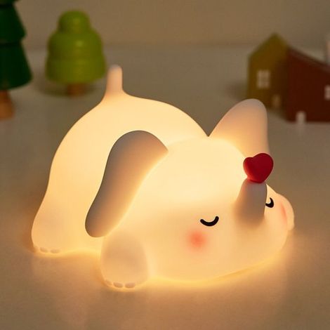 Lámpara de noche con forma de elefante - Libre de BPA - LED recargable y regulable - Temporizador - Silicona (1/5)
