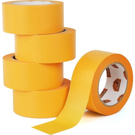 Ruban de Masquage pour Surfaces Délicates 50mm x 50m, 5x Adhésif Sans Laisser de Résidus, Lignes de Peinture Tranchantes pour Usage Intérieur, Précis Peindre, Vernir, Rénover (1/5)