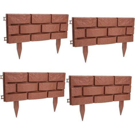 Decorative Garden Fence – Set of 4 Plastic Borders – Garden and Lawn Protection – Elegant and Natural Design (1/4)
