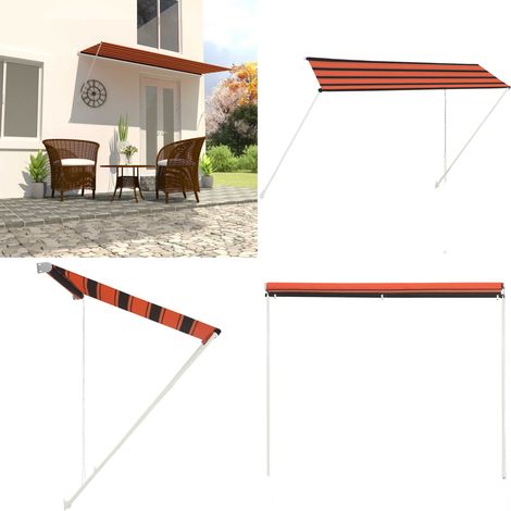 Auvent rétractable 350x150 cm Orange et marron - Auvent extérieur - Auvent pour fenêtre (1/5)