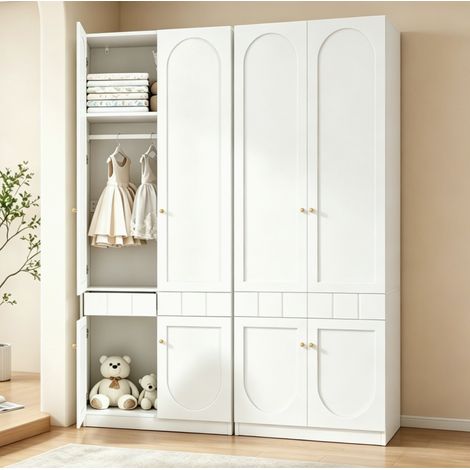Armario dormitorio blanco con cajones y barra doble OKMYHOME (1/5)