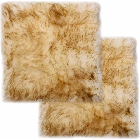 Coussins de chaise lot de 2 Mélange de marron Mouton véritable
