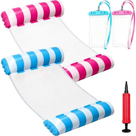Bouée Piscine Adulte 2 Pièces,Lit de Piscine Gonflable,Matelas Gonflable XL 4 en 1 pour 2 Personnes, Hamac (1/5)