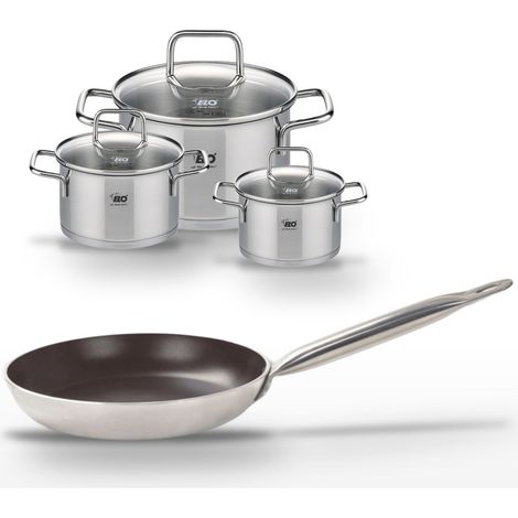 Lot Poêle 24cm avec revêtement céramique sans PFAS & 3 Faitouts 12/14/20 cm Elo Bistro Line Citrin (1/5)