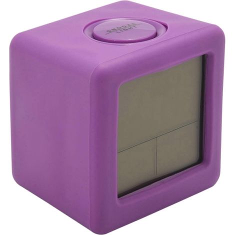 Réveil numérique avec fonction snooze et veilleuse LED pour chambre, petit réveil de bureau/de voyage avec affichage de l'heure et de la date, violet (1/5)