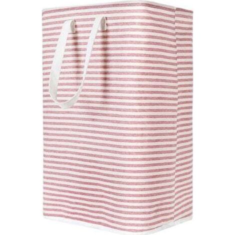 [JAMAIS UTILISÉ] Panier à linge pliable rouge de 72 litres, 40x30x60cm, tissu imperméable,Panier à linge sale pliable en tissu rayé (1/4)