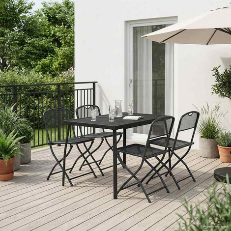 Gartenmöbel Set 5 pcs Anthrazit Eisen und Stahl