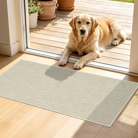 AOOWU Indoor and Outdoor Entrance Mat, 43 x 76 cm, Durable and Non-Slip, Thin Water Absorbent Door Mat, Washable Indoor Entrance Mat, for Indoor Entrance, Hallway, Dog (1/5)