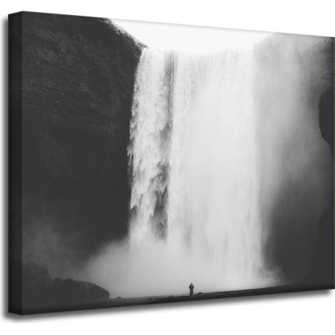 Leinwanddruck Schwarz-Weiß-Wasserfall 50x40 cm