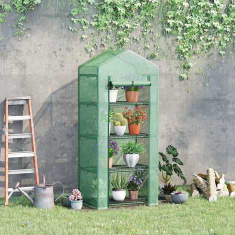 Serre aluminium 4 étagères plantes châssis froid vert 70x50x160cm