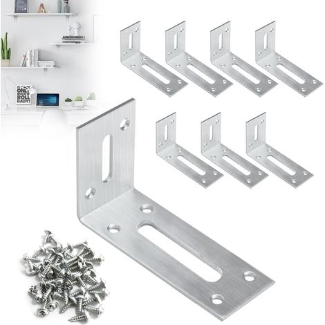8 Stück Winkelverbinder, Schwerlastwinkel Winkel Regalwinkel 90 Grad Metallwinkel Schrauben Befestigungswinkel Verstellwinkel L form Möbelwinkel für Bücherregal Tabelle (Silber) (1/5)