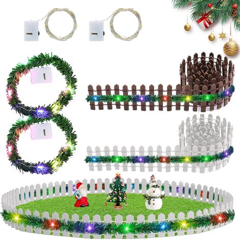 Clôture de jardin miniature en bois - 90 x 5 cm - Accessoire de Noël miniature - Lutin - Décoration de Noël pour ornement miniature (1/5)