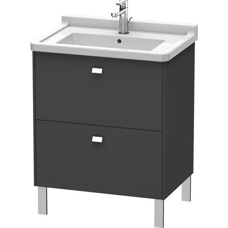 Lavabo Duravit Brioso Vanity in piedi Compact 67,0 x 46,9 cm, 2 estraibili, incl. apertura per sifone e grembiule, per lavabo Starck 3 030470, Colore (anteriore/corpo): Decorazione grafite opaca, maniglia cromata - BR442101049