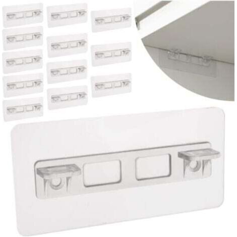 Lot de 12 clous auto-adhésifs acrylique sans perçage support étagère armoire cuisine bibliothèque placard séparateur couches invisible haute charge 10 livres (1/4)