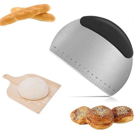 Raschietto in acciaio inox con graduazioni, taglia-impasto multifunzionale per tagliare il pane. (1/2)