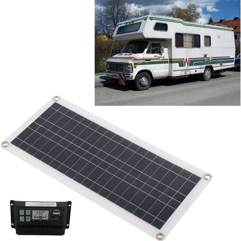 Zubehör für Wohnmobile: 30W polykristallines Solarpanel + 30A Controller, Dual-USB-Spannungsregler, 12V-Ladeanschluss. (1/5)