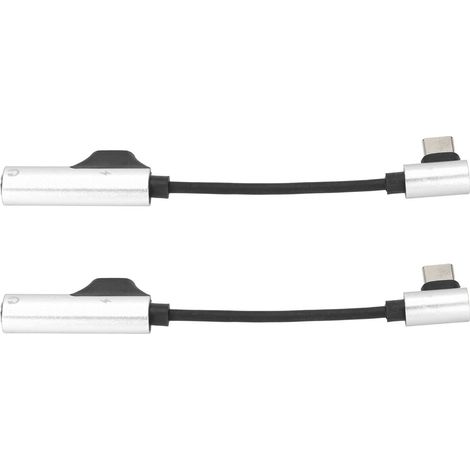 Adaptateur USB-C vers Jack 3.5mm Flexible, Compatible Téléphone Android, Tablette et PC - Lot de 2, Argenté (1/5)