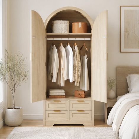 MEUBLIV Armoire 80x50x179 cm couleur chêne – rangement avec tiroirs (1/5)