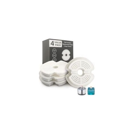 Filtre pour Fontaine à Eau pour pour Chats Pet Dogs, Convient pour Fontaine en Acier Inoxydable Chat/Chien, Triple Filtration (4 Pièces),AAFGVC (1/5)