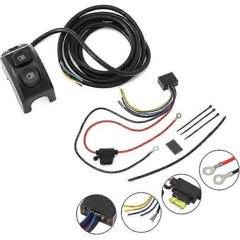 Motorrad-Nebelscheinwerferschalter mit Smart-Relais für BMW R1200GS, R 1200 GS, R1250GS, F850GS, F750GS – Schwarzes Relais-Set