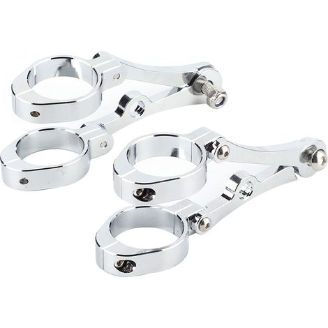 Support de phare de moto 1,5 x 1,6 po, fixation pour tube de fourche, clignotant, compatible Yamaha (argent) (1/5)