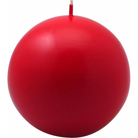 Candela decorativa luminosa forma sferica colore rosso per interno Ø10 cm