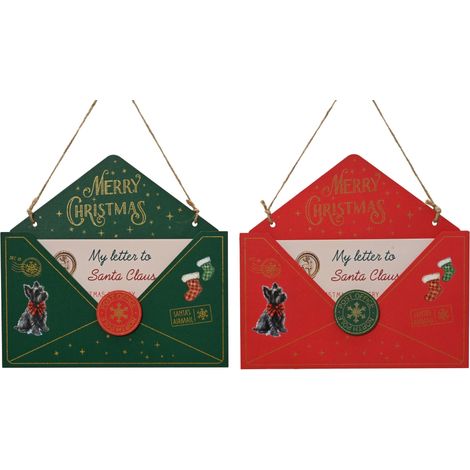 Pendente lettera in compensato con stampa cane 20 x 1 x 19 cm colori modello assortito Peraga Christmas