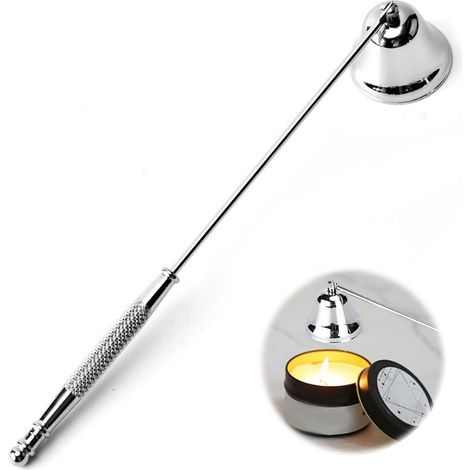 Éteignoir à Bougie Argent, Eteignoir a Bougies avec Long Manche, Bougie Extincteur en Acier Inoxydable, Peut éteindre la Flamme de Manière Sûre, Ideal pour Les Cadeaux (1/5)