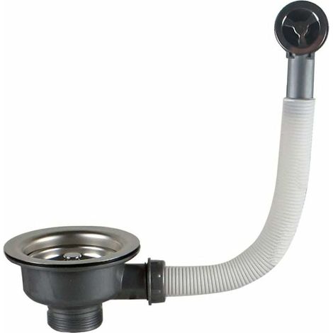 Spülbeckenablauf mit Überlauf Edelstahlkorb 110mm 1½, Edelstahl + ABS, Ablauf + Korb