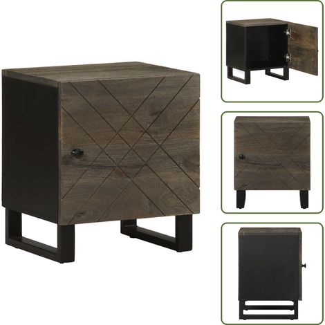 vidaXL Nachttisch Schwarz 40x33x46 cm Massivholz Mango (1/5)