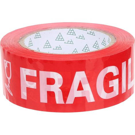Ruban Adhésif Fragile Rouge en Plastique pour Expédition Marquage Clair, Texte Lisible et Résistant, Rouleau Pratique pour Emballage et Transport (1/5)