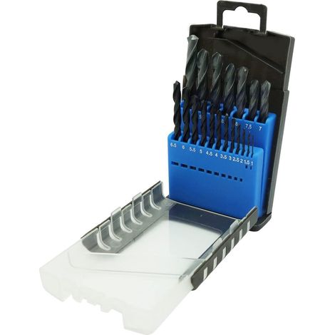 Bohrerset HSS 19-teilig Rundschaft 1,0-10,0mm 0,5mm Kunststoffbox (1/5)