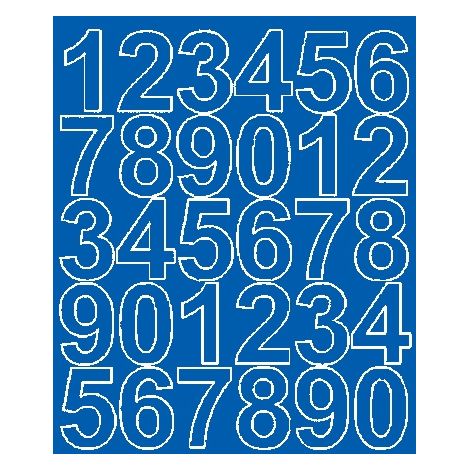Numeri adesivi autoadesivi da 4,5 cm, blu opachi