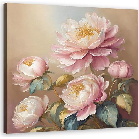 Tableau déco Fleurs Pivoine Vintage 40x40 (1/5)