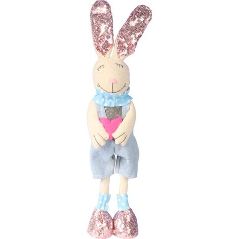 Coniglietto pasquale blu con cuore rosa in piedi, 40 cm (1/3)