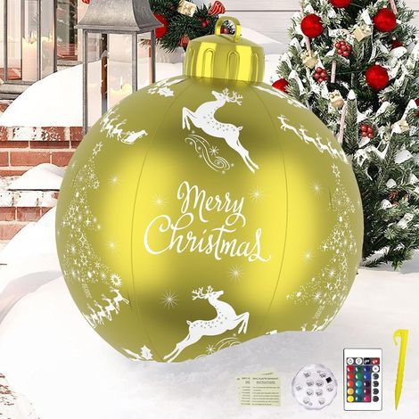 Boule de Noël gonflable géante, 60 cm, avec éclairage LED, en PVC, pour décoration extérieure, pour mariage, festival, cour, jardin (1/5)