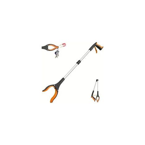 Pince à déchets pour adultes de 81 cm, pliable, avec aimants, orange, facile à utiliser pour les personnes handicapées. (1/4)