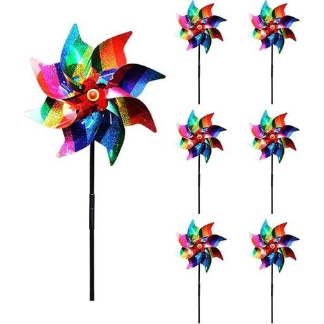 6-Piece Reflective Windmill Anti Pigeon Reflective Windmill Garden Anti Bird Windmill for Agricultural Lands Orchards A (1/5)
