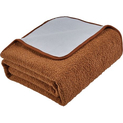 Couverture chauffante électrique en fibre de carbone avec arrêt automatique, 9 niveaux de puissance, déshumidification et télécommande numérique (180 x 150 cm, marron). (1/4)